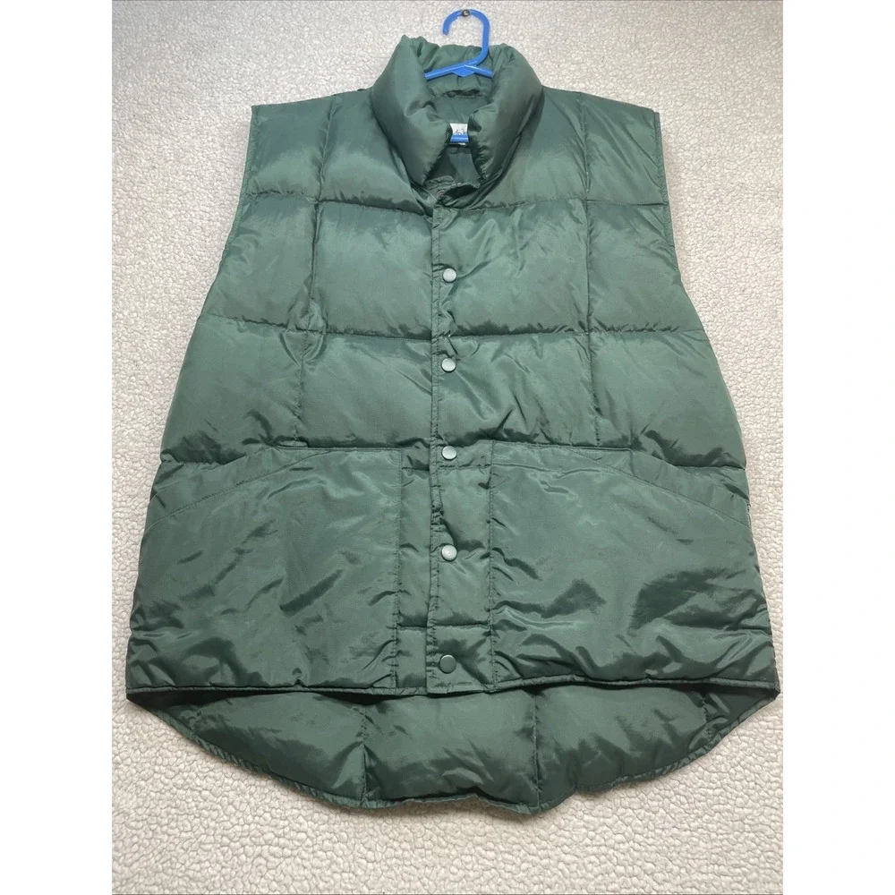 Gander Mountain Puffer‎ Vest Mens M Green Down Filled Quilted Snap Front Outdoor